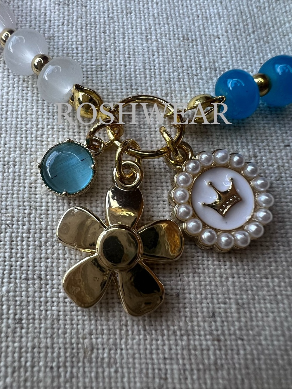 Rainbow Bead Necklace with Gold Flower Charm NWOT - Picture 3 of 9